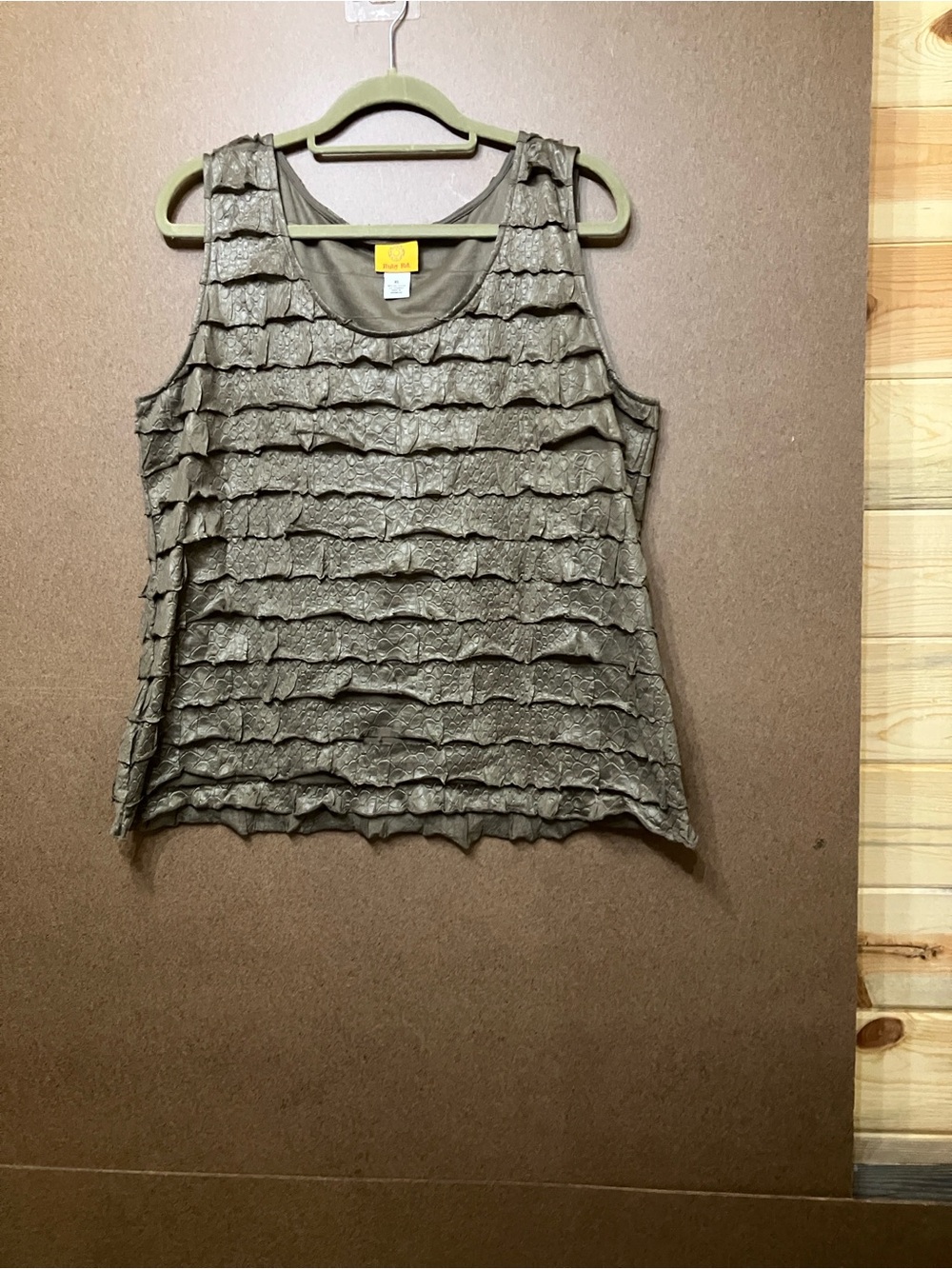 Ruby Rd. Layered Ruffle Scoop Tank - Taupe - Picture 9 of 9